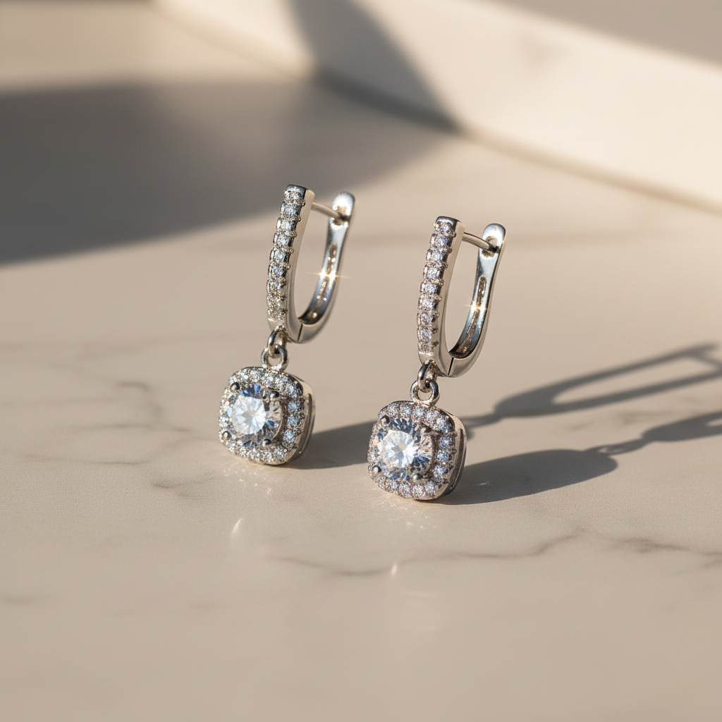 Moissé 2ct Moissanite Dangle Hoops — 925 Sterling Silver