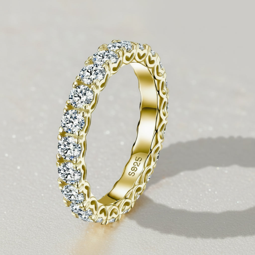 Sterling Silver Gold Plated Moissanite Ring